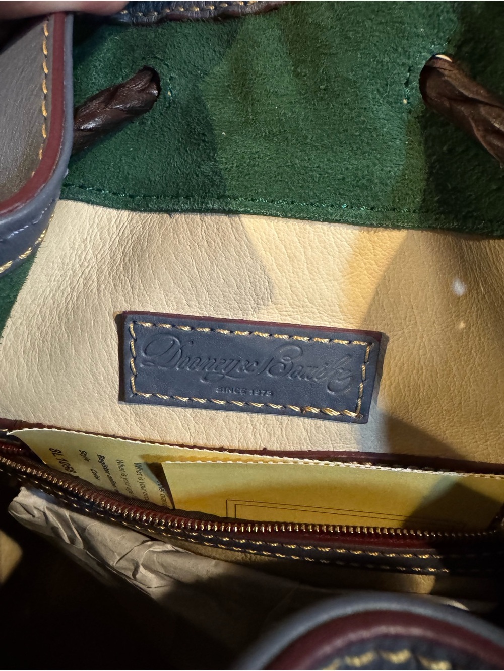 Dooney & Bourke Slate Blue Hattie Florentine Leather Drawstring Shoulder Bag - Picture 13 of 16